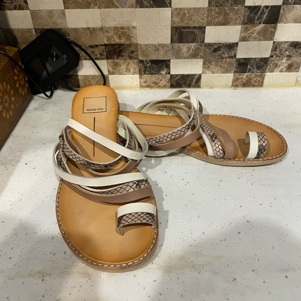 Dolce Vita Tan and Cream Sandals